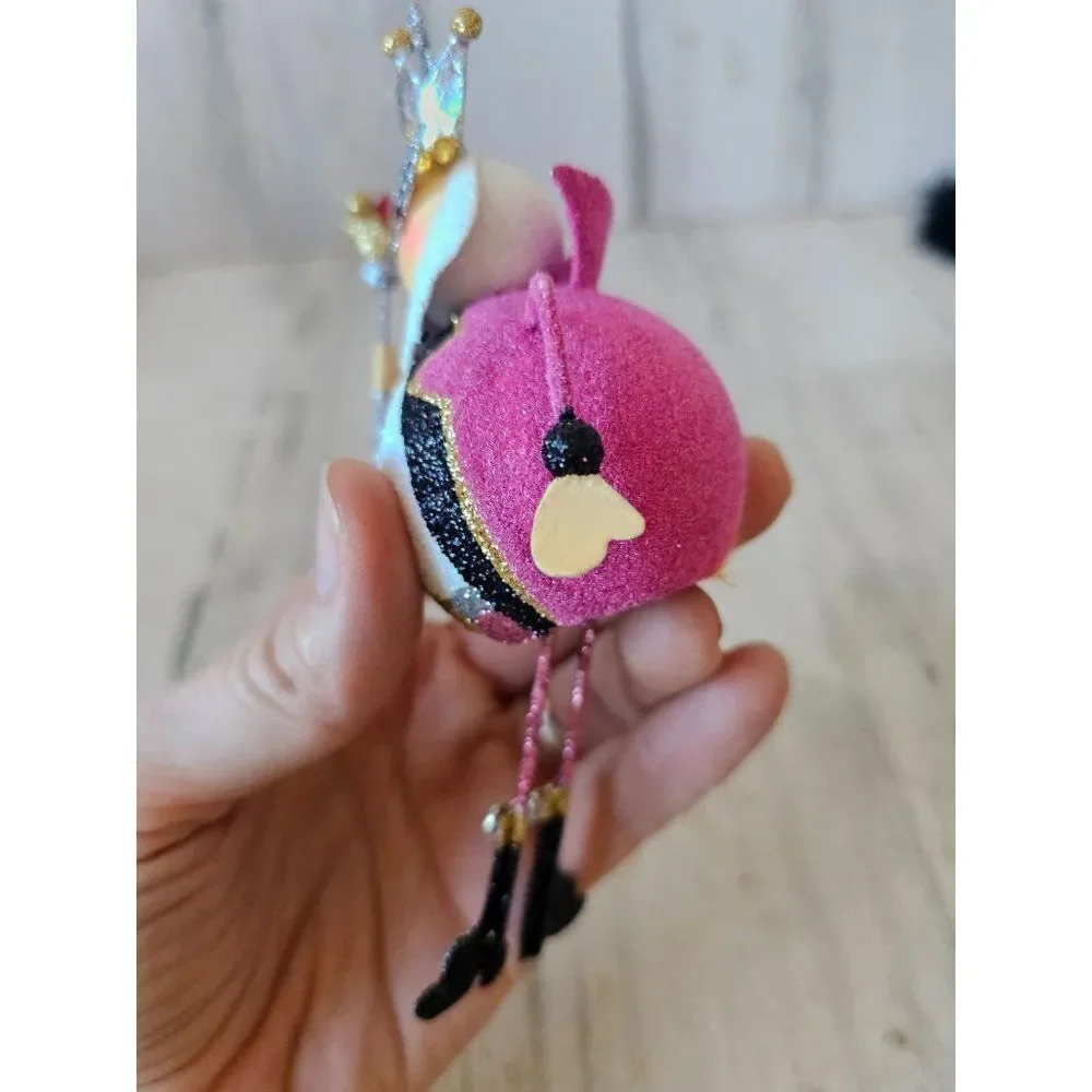 Pier 1 King glitter ornament‎ valentine jester unique vintage pink Xmas tree